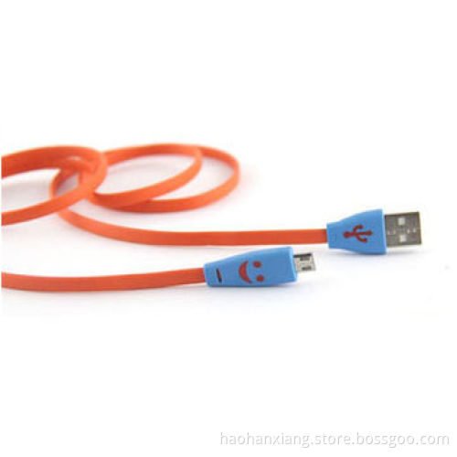 LED smile face USB data cable for Samsung/HTC/BlackBerry